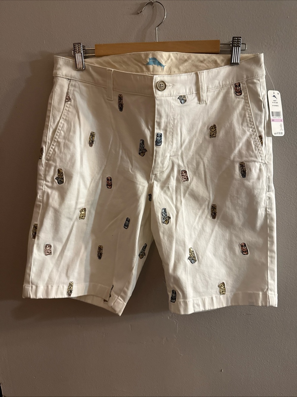 NWT TOMMY BAHAMA MENS TIKI TOSS SHORTS  WHITE SZ 32 Orig  $118 J26